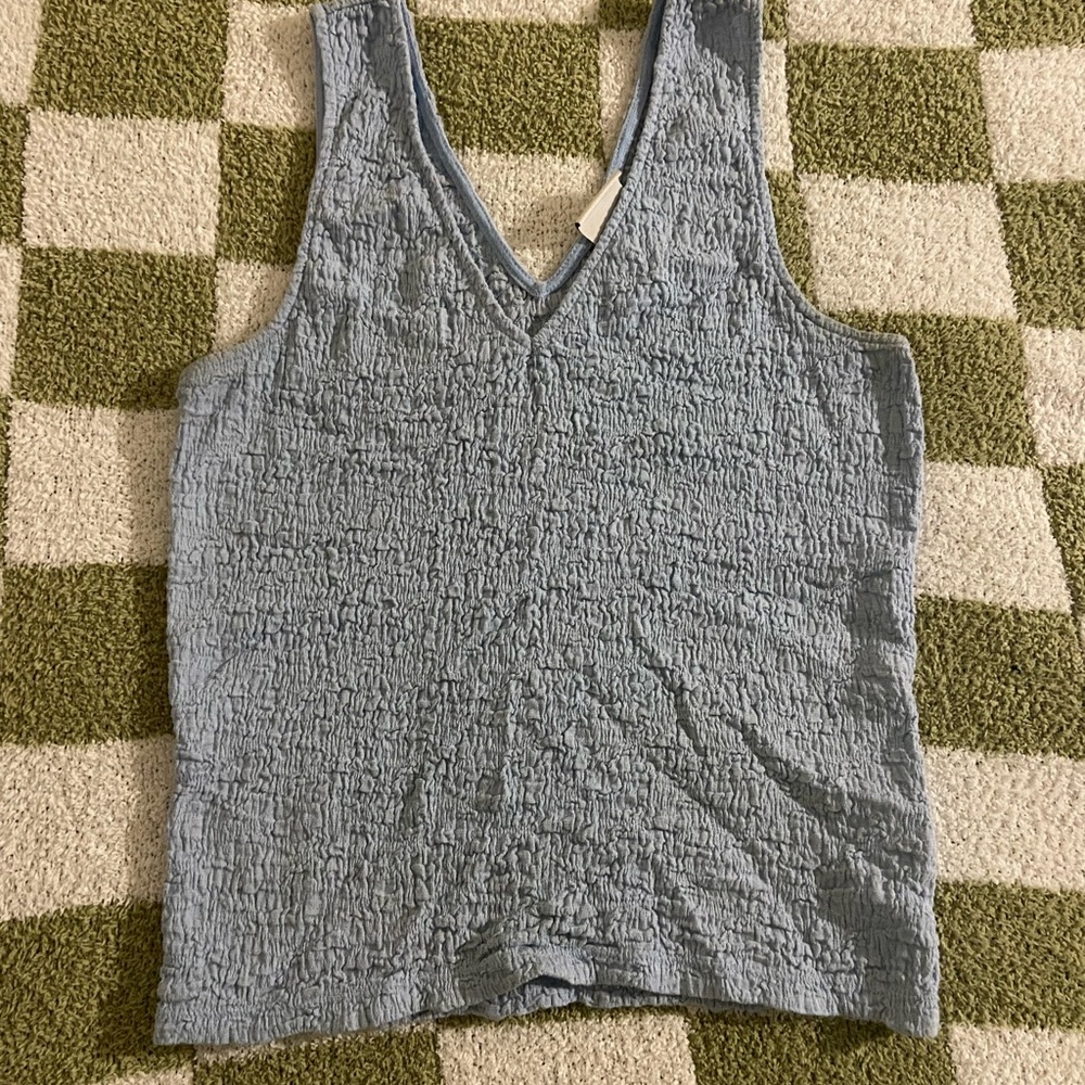 A New Day Blue Smocked Tank Top